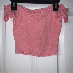 Off the shoulder smocked crop top